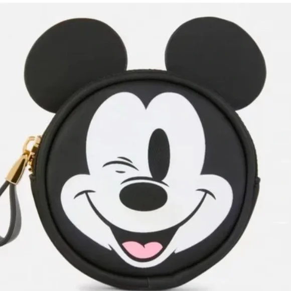 Disney Mickey Mouse at Primark 3D Circular Black and White Coin Purse NWT - Picture 1 of 5